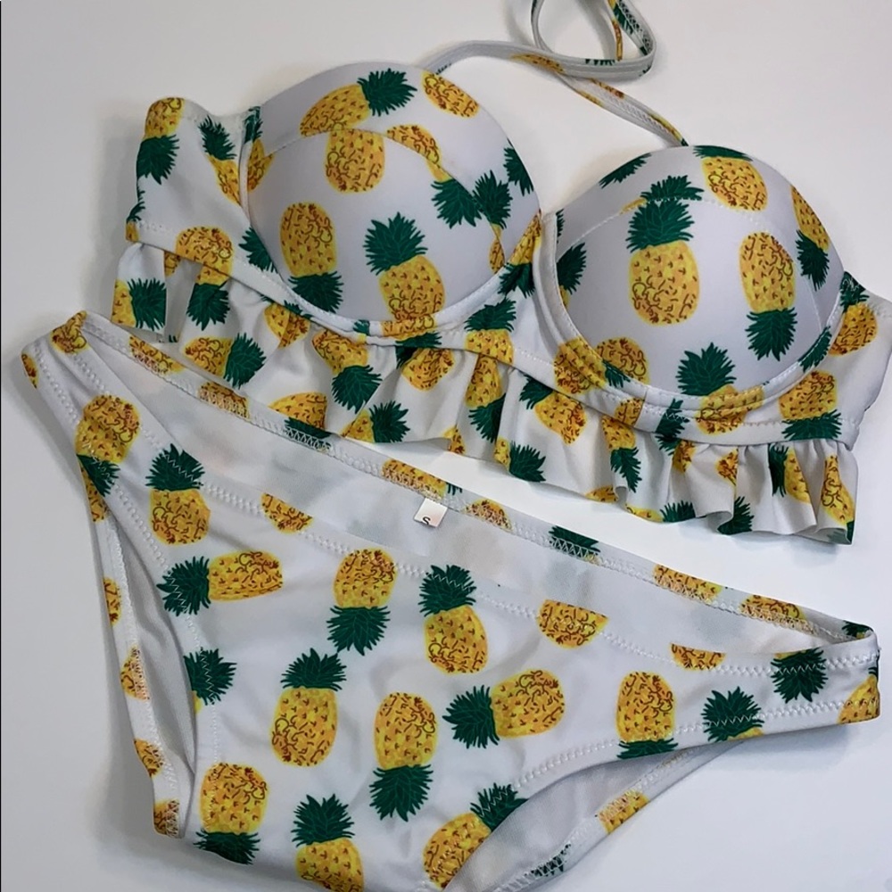 White Bikini w/ Pineapple Print